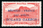 Stamp of Colonies françaises » Réunion 1937, "Roland Garros", Y&T n° PA 1 **, signé Calves.