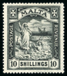 Stamp of Malta 1919-1922, small mint range on an album page
