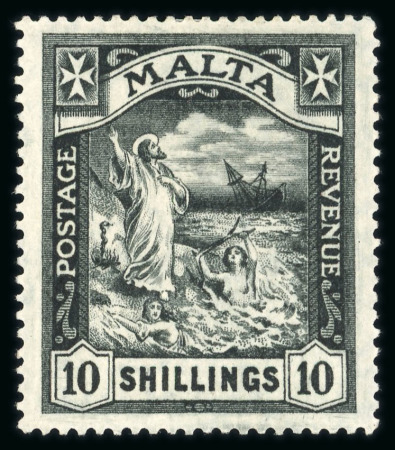 Stamp of Malta 1919-1922, small mint range on an album page