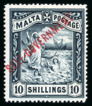 Stamp of Malta 1919-1922, small mint range on an album page