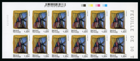 Stamp of France » Adhésif (Autocollant) France : 2008, timbre autoadhésif dit "Garouste" YT n° 222 en grand bloc de douze timbres neufs **.