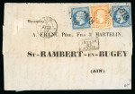 Stamp of France » Lettres Classiques 1862, Cachet d’essai GC 1818 de Lyon sur lettre à 1f20 n°14 + 16