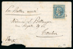 Stamp of France » Ballons Montés 1870, Y&T n°29B, enveloppe et correspondance avec mention