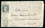 Stamp of France » Ballons Montés 1870, Y&T n°29B, lettre avec mention manuscrite "Par