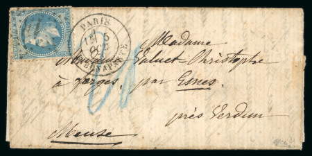 Stamp of France » Ballons Montés 1870, Y&T n°29b sur lettre sans mention manuscrite