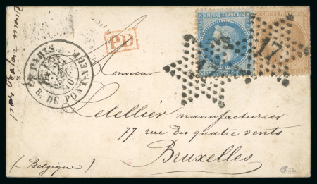 Stamp of France » Ballons Montés 1870, Y&T n°29b et 30, affranchissement à 30 centimes