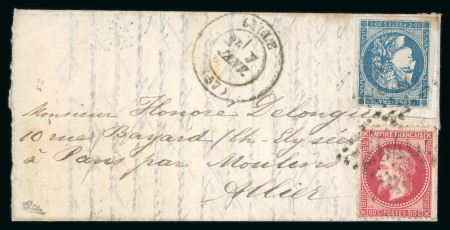Stamp of France » Ballons Montés 1871, Y&T n°32 et 45, affranchissement mixte au tarif