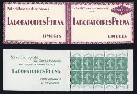 Stamp of France » Carnets 1924-1927, lot de 4 carnets au type Semeuse avec Laboratoires