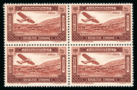 Stamp of Syria 1934, Airplanes Y&T n°60-69 blocks of 4 with fresh original gum ** MNH, Cv 1'272€.
