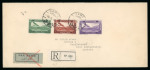 Stamp of Syria 1934, full set on 3 airmail cover via Athens and Vienna