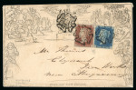 Stamp of Great Britain » 1840 Mulreadys & Caricatures » 1d Lettersheets and Envelopes 1841 (Jun 5) 1d Mulready envelope, stereo A164, sent within Wales with 1840 2d blue and 1841 1d red