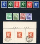 Stamp of France » Collections 1945-1960, sur une plaquette séries Dulac non émises