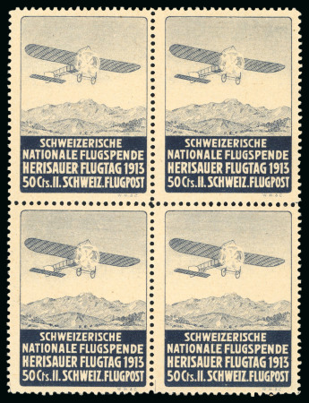 Stamp of Switzerland / Schweiz » Flugpost » Flugpostvorläufer 1913, Flugpostvorläufer Herisau 2. Auflage im Viererblock, ungebraucht mit vollem Originalgummi