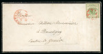 Stamp of Switzerland / Schweiz » Kantonalmarken » Genf 1850, Genfer Ganzsachenausschnitt auf Todesanzeige von Genf nach Bourdigny
