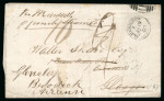 Stamp of Egypt » British Post Offices » Alexandria 1867 (19.6) Folded cover via Marseille by French Steamer, bearing Alexandria duplex and rated "9"