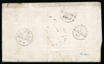 Stamp of Egypt » British Post Offices » Alexandria 1867 (19.6) Folded cover via Marseille by French Steamer, bearing Alexandria duplex and rated "9"