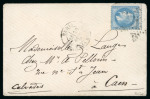 Stamp of France » Ballons Montés 1870, Napoléon Lauré Y&T n°29 20c bleu sur enveloppe