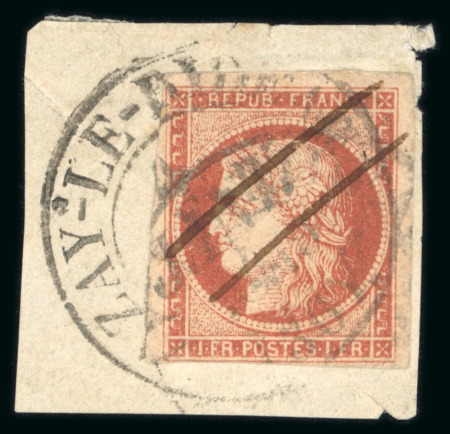 Stamp of France » Type Cérès de 1849-1850 1849, Cérès Y&T n°7, 1f Vermillon, oblitéré Azay le