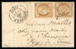Stamp of France » Ballons Montés 1870, Lettre par ballon monté "Le Newton", affranchie