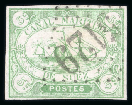 Stamp of Egypt » Suez-Canal Company 1868 5c green, used with four clear margins, neatly cancelled by crisp clear strike of "5129" dotted lozenge