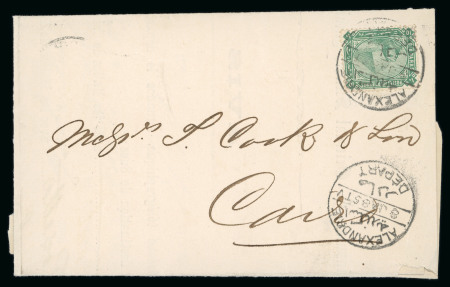 Stamp of Egypt » 1884 Changed Colours 10pa green, on 1885 printed circular from the Peninsular