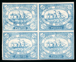Stamp of Egypt » Suez-Canal Company 1868 20c blue, mint block of four, fresh and very fine.