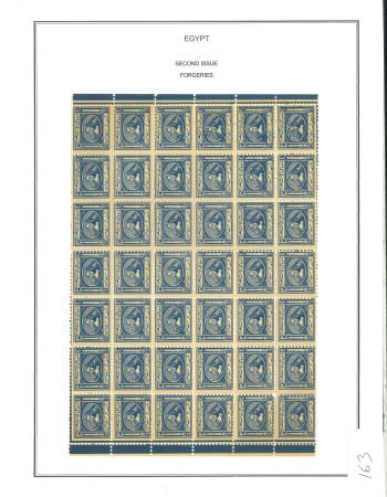 Stamp of Egypt » 1867-69 Penasson » Issued Stamps 2pi blue, block of 42 mint forgeries, unusual item