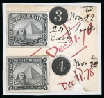 Stamp of Egypt » 1879 De La Rue 5pa black, 20pa black, 2pi black and 5pi black, all
