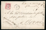 Stamp of Switzerland / Schweiz » Sitzende Helvetia Ungezähnt » 1854-55 Berner Druck (I) 1858, 15 Rp. rot, 1. Berner Druckperiode, auf Brief von Douanne nach Bern