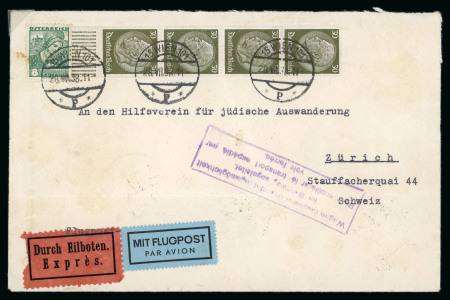 Stamp of Israel » Israel: The Holocaust - Miscellaneous 1938 Expres-airmail cover from Vienna addressed to aid association for Jewish Emigrants in Zürich