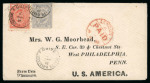 Stamp of Egypt » 1874 Bulaq 20pa grey and 1pi red, neatly tied by "POSTE EGIZIANE