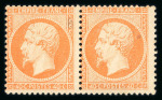 Stamp of France » Empire 1853-1862 1862, Empire dentelé, Y&T n°23 40c orange en paire