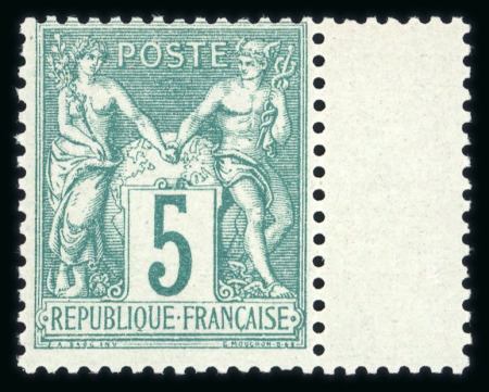 Stamp of France » Type Sage 1876-1900 1876, Sage type I, Y&T n° 64 5c vert, neuf ** MNH avec