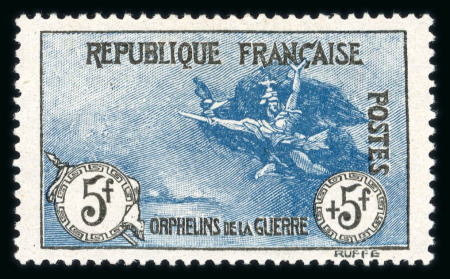 Stamp of France » Émissions à partir de 1900 1917, Orphelins, Y&T n°155, 5f + 5f noir