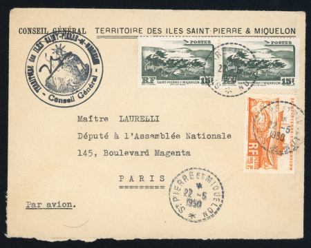 Stamp of Colonies françaises » St. Pierre et Miquelon Saint-Pierre-et-Miquelon, 1950,  lettre par avion affranchie
