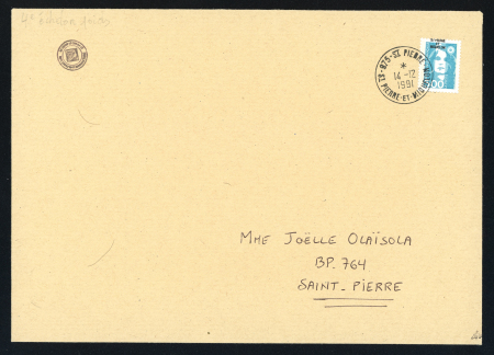 Stamp of Colonies françaises » St. Pierre et Miquelon Saint-Pierre-et-Miquelon, 1991, lettre affranchie Marianne Bicentenaire Y&T n°525