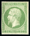Stamp of France » Empire Lauré 1863-1870 1854-1869, lot avec Napoléon Y&T n°12 5c vert-jaune