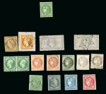 Stamp of France » Collections 1849-1870, sur une plaquette, ensemble d'une quinzaine