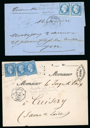 Stamp of France » Lettres Classiques 1865, Lot de 2 lettres avec cachet de Levée Exceptionnelle