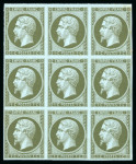 Stamp of France » Empire 1853-1862 1853, Empire non-dentelé Y&T n°11 1c olive, bloc de