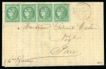 Stamp of France » Lettres Classiques Bande de 4 timbres n°42B oblitérés GC 2460 sur lettre