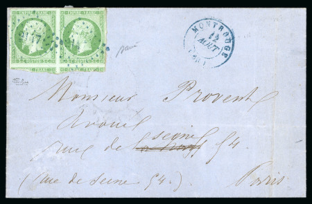 Stamp of France » Lettres Classiques 1858, Lettre Empire n°12 oblitéré PC bleu 2174 pour Paris