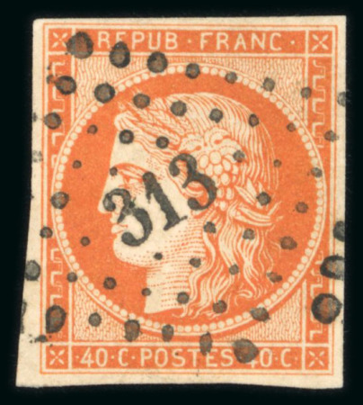 Stamp of France » Type Cérès de 1849-1850 1849, Cérès Y&T n°5a superbe nuance orange vif, 4 belles
