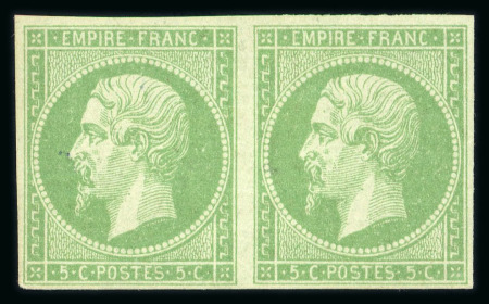 Stamp of Colonies françaises » Colonies Générales 1871, Napoléon Y&T n°8 5c vert-jaune en paire horizontale