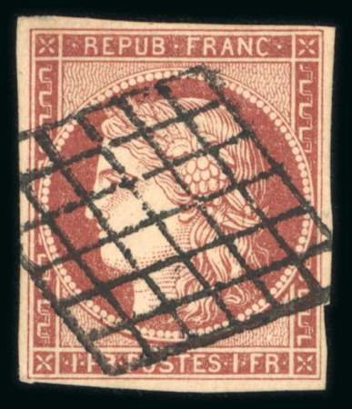 Stamp of France » Type Cérès de 1849-1850 1849, Cérès Y&T n°6B, carmin brun, oblitéré d'une superbe