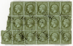Stamp of France » Empire 1853-1862 Variétés : 1868, Napoléon III sur fragment de 15 timbres