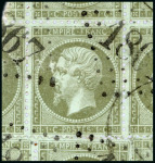Stamp of France » Empire 1853-1862 Variétés : 1868, Napoléon III sur fragment de 15 timbres