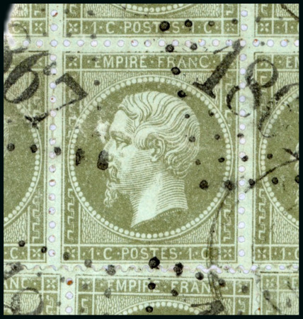 Stamp of France » Empire 1853-1862 Variétés : 1868, Napoléon III sur fragment de 15 timbres