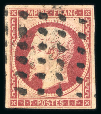 Stamp of France » Empire 1853-1862 1853, Napoléon III Y&T n°18, 1 franc carmin avec belles