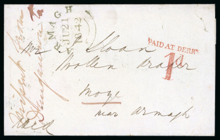Stamp of Ireland » Pre-Stamp Postal History » Local Post Period - 1773-1840 1842 (20.6) Folded letter sheet from Derry to Moy,